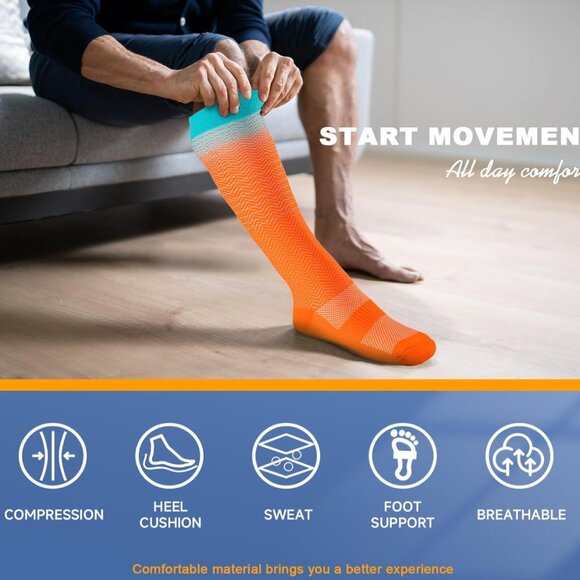 3 Pairs Compression Socks for Women & Men Circulation-Support Knee High Socks - Picture 4 of 4